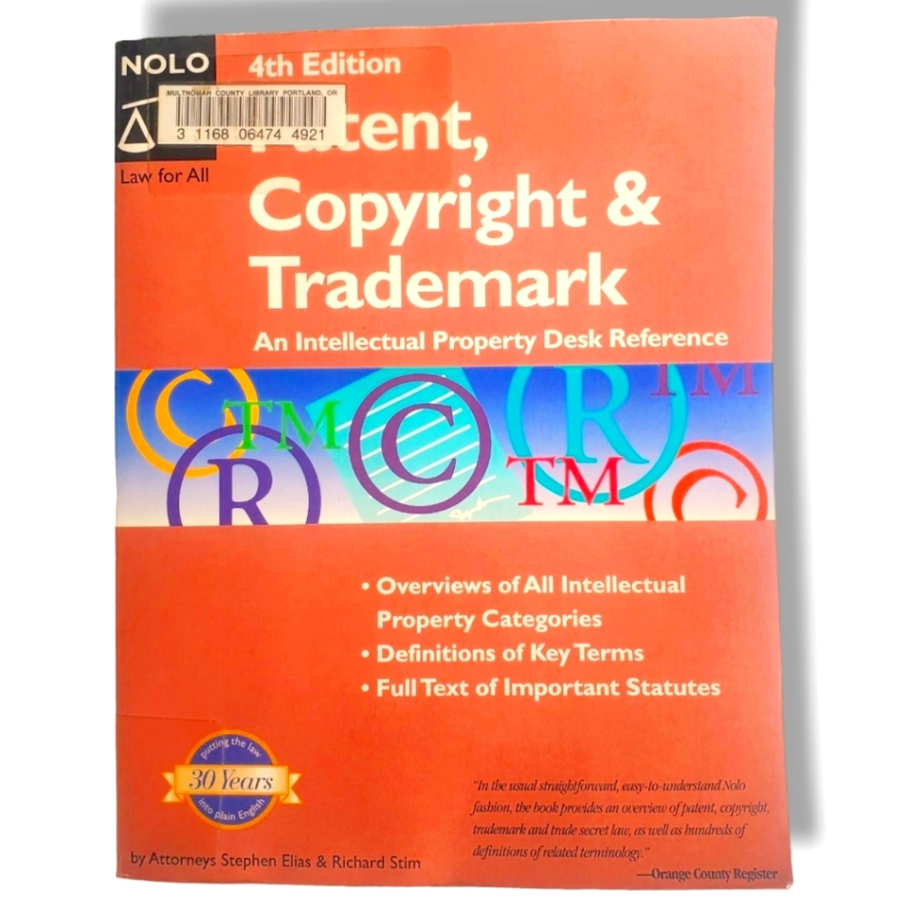 PATENT, COPYRIGHT & TRADEMARK (PATENT, COPYRIGHT & By Stephen Elias **Mint**